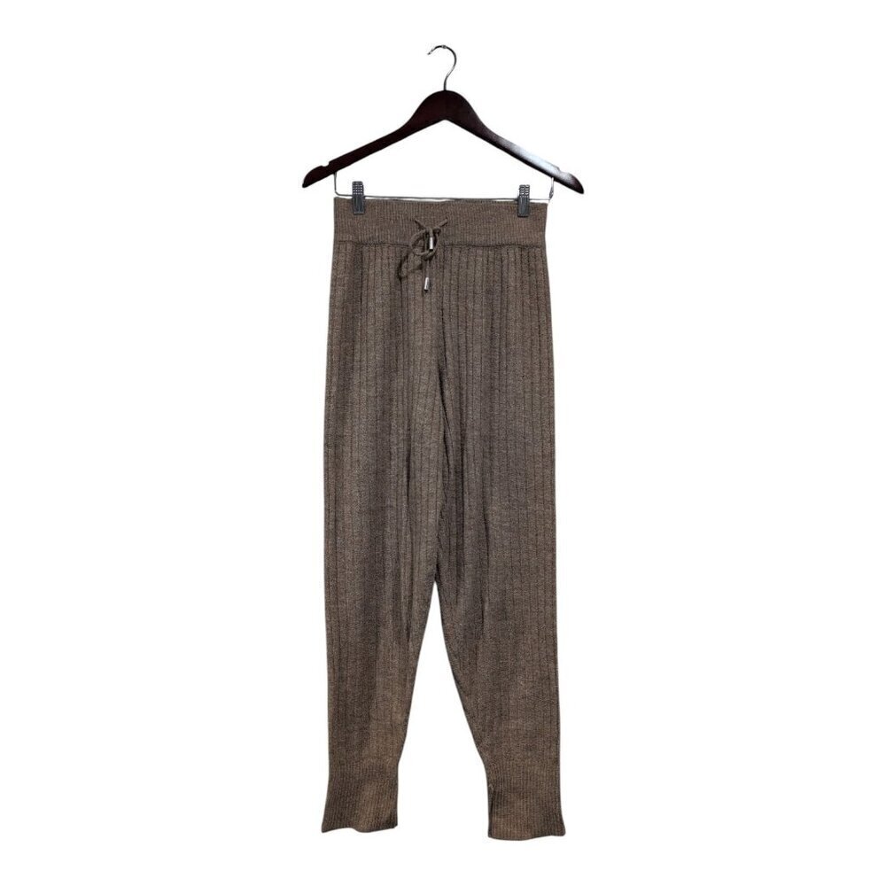 Free People Intimately Around the Clock Rib Knit Jogger Pants Tan Knit Sz Small